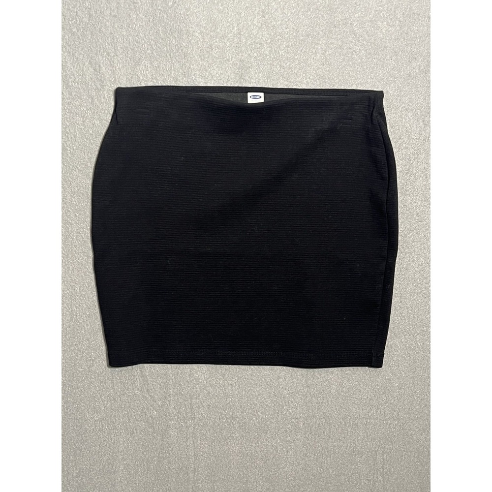 Old Navy Women's Black Ribbed Bodycon Mini Skirt Size S Petite Stretch Pull-On